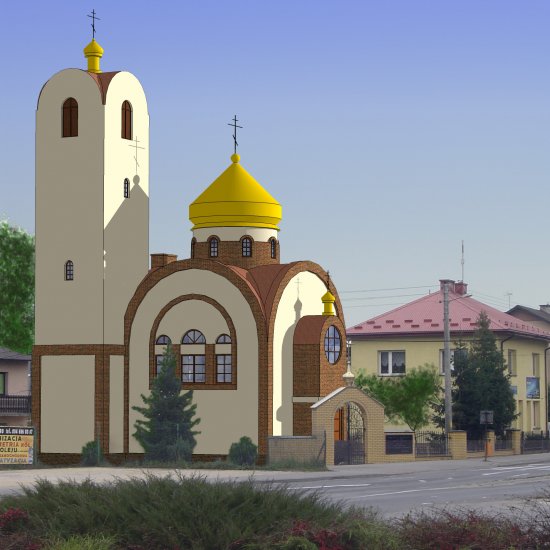 Prace przy budowie cerkwi w Biłgoraju